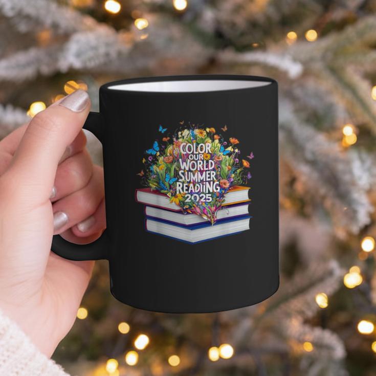 Color Our World Summer Reading 2025 Cute Book Wildflowers Graphic Print Coffee Mug