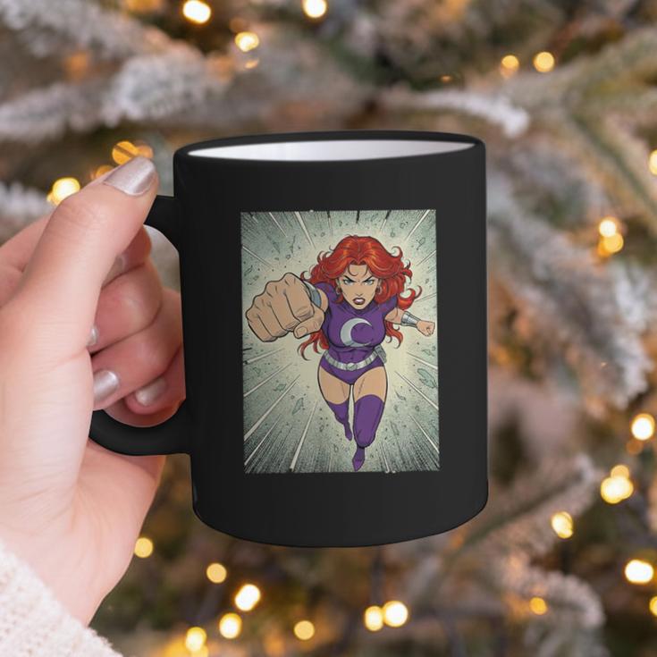 The Crimson Crescent 90s Retro Comic Book Superheroine Art Graphic Print Coffee Mug