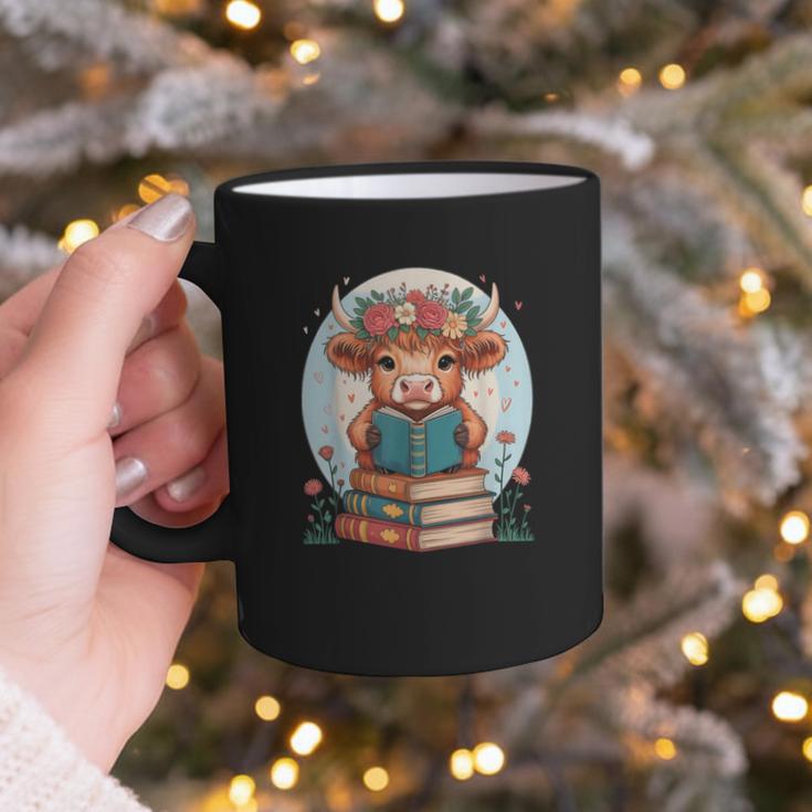 Cute Baby Highland Cow Reading Book Bookworm For Men Women Graphic Print Coffee Mug Cute Baby Highland Cow Reading Book Bookworm For Men Women Graphic Print Coffee Mug