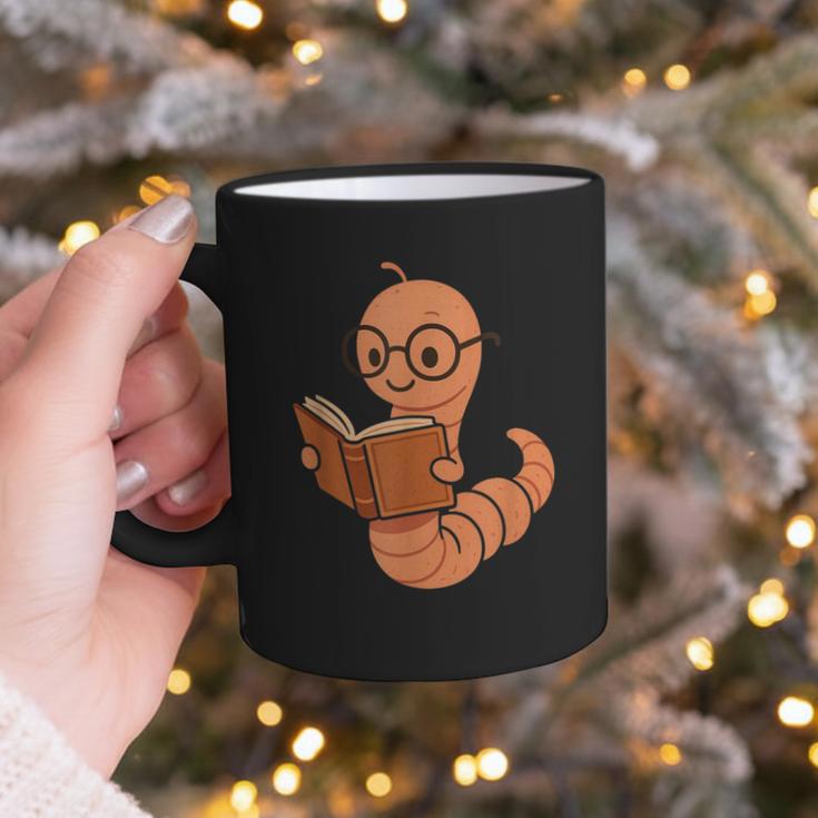 Cute Bookworm Worm Reading Book Glasses Nerdy Graphic Print Coffee Mug