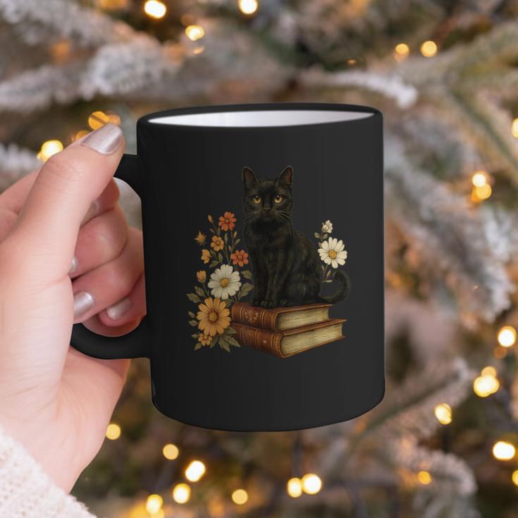Cute Cat Book Flowers Graphic Print Coffee Mug