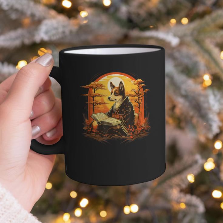 Cute Corgi Dog In Japanese Kimono With Book Men Women Girls Kids Graphic Print Coffee Mug