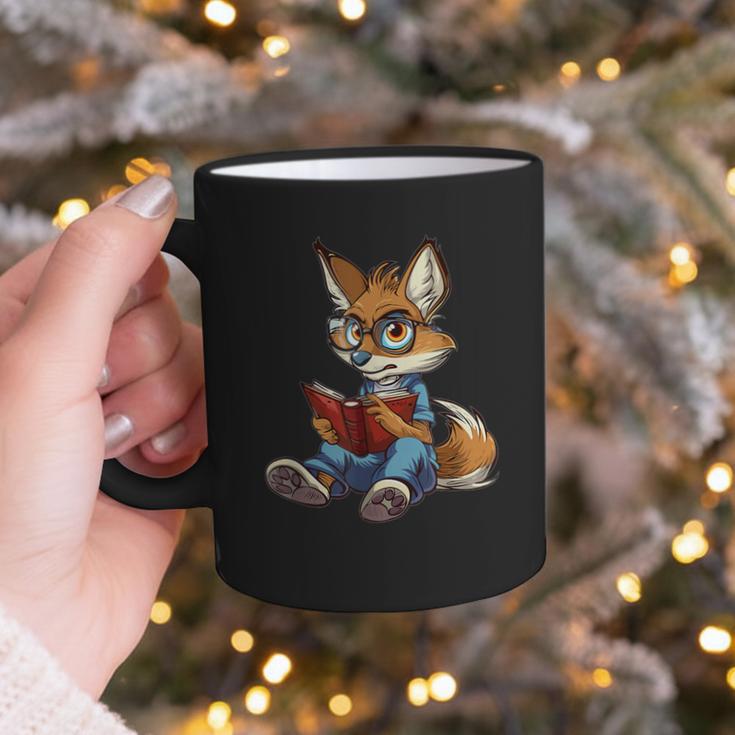 Cute Coyote With Book I Kids Coyote Graphic Print Coffee Mug