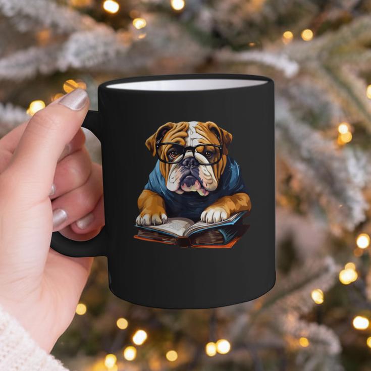 Cute Dog English Bulldog Reading Book Graphic Print Coffee Mug Cute Dog English Bulldog Reading Book Graphic Print Coffee Mug