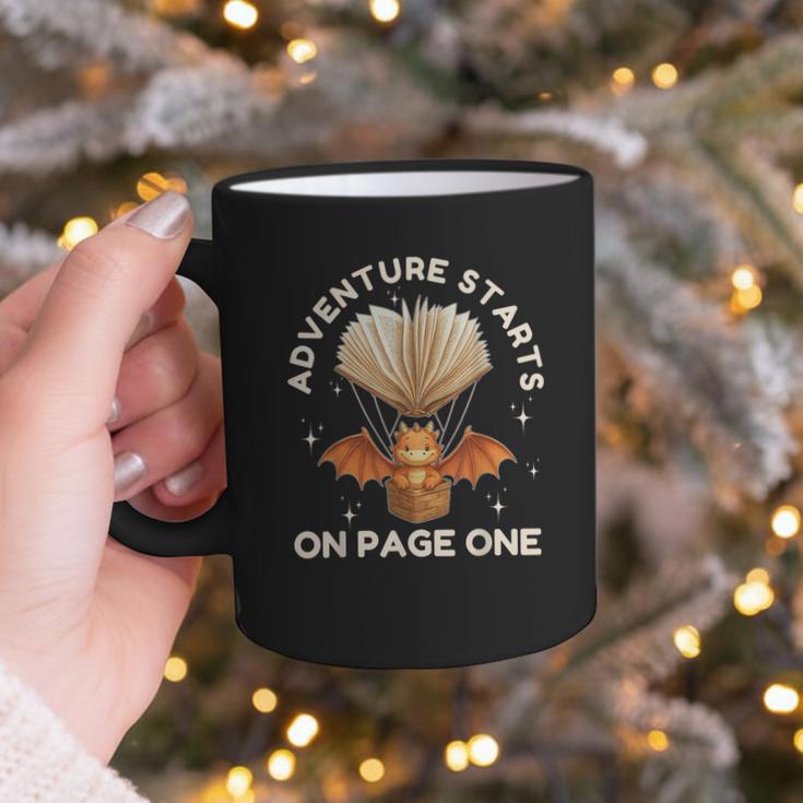 Cute Dragon Book Hot Air Balloon Adventure Fantasy Reading Graphic Print Coffee Mug