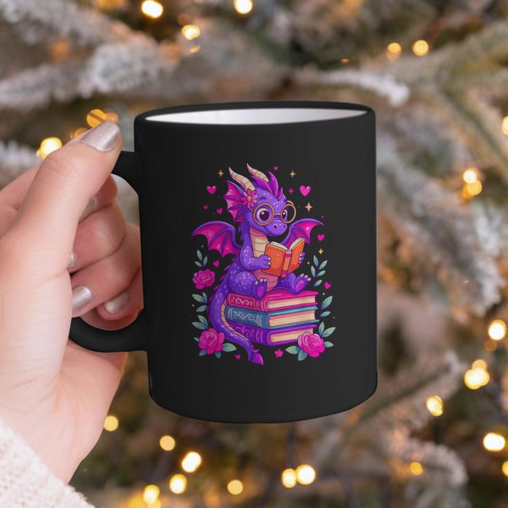 Cute Dragon Reading Books Bookworm Graphic Print Coffee Mug