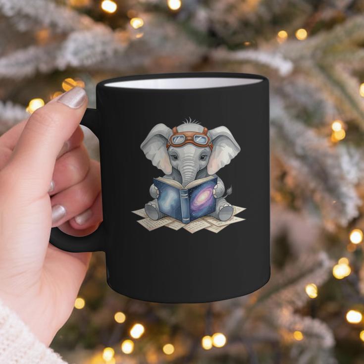 Cute Elephant Reading Universe Book Graphic Print Coffee Mug
