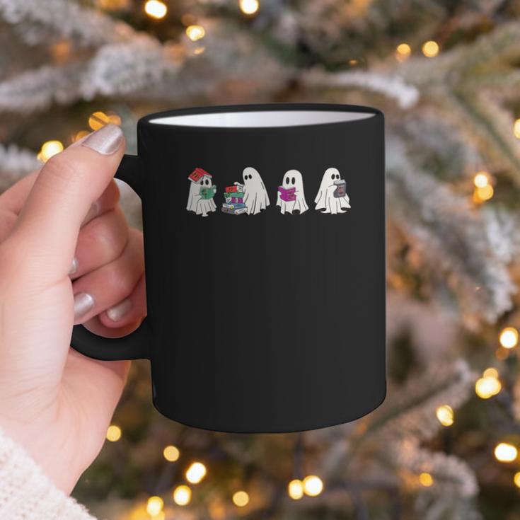Cute Ghosts Reading Books Lover Spooky Season Halloween Graphic Print Coffee Mug Cute Ghosts Reading Books Lover Spooky Season Halloween Graphic Print Coffee Mug