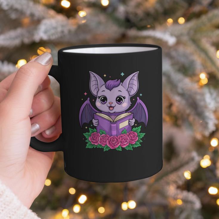 Cute Pastel Goth Bat Reading Book Graphic Print Coffee Mug Cute Pastel Goth Bat Reading Book Graphic Print Coffee Mug