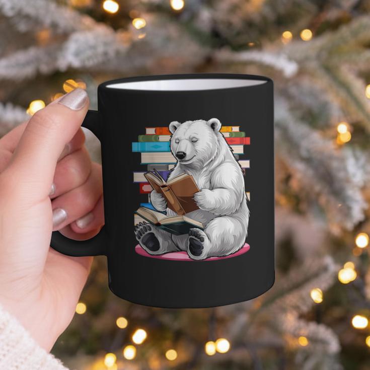 Cute Polar Bear Is Reading a Book Reading Polar Bear Graphic Print Coffee Mug
