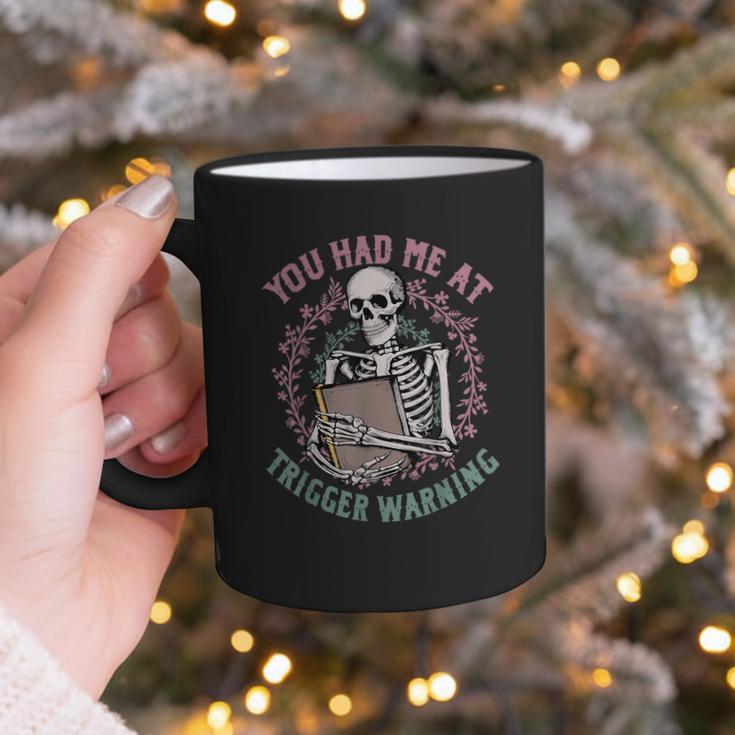 Dark Romance Had Me At Trigger Warning Skeleton Smutt Book Graphic Print Coffee Mug