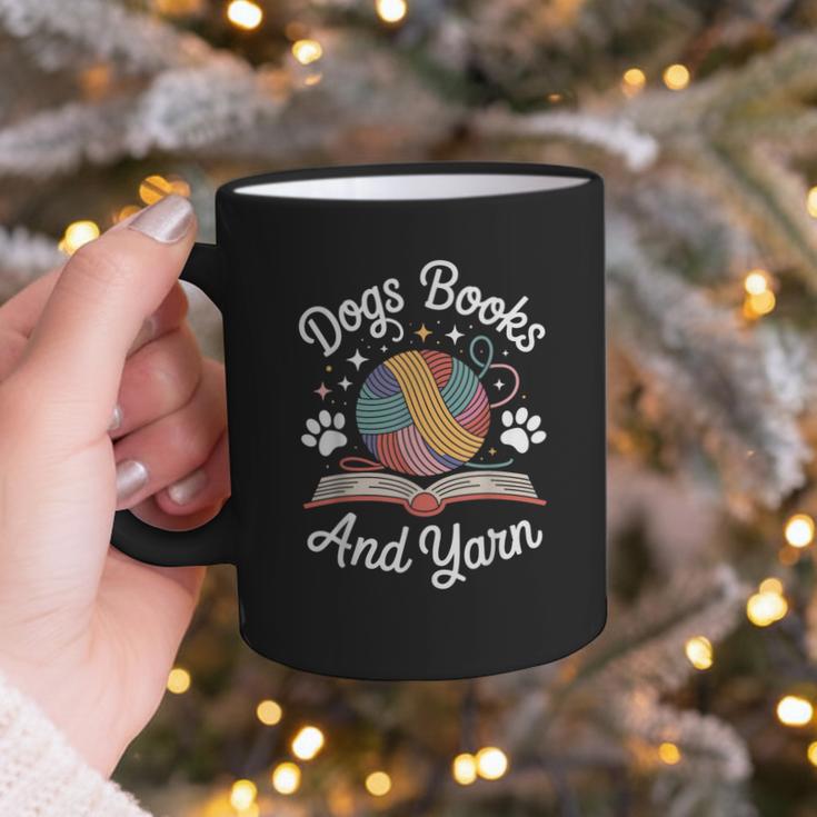 Dogs Books And Yarn Knitter Knitting Graphic Print Coffee Mug