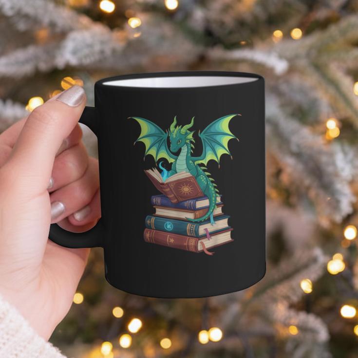 Dragon Reading Books Fantasy Lovers Mythical Creatures Graphic Print Coffee Mug Dragon Reading Books Fantasy Lovers Mythical Creatures Graphic Print Coffee Mug