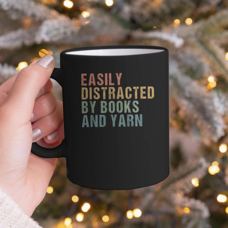 Easily Distracted By Books And Yarn Knitting & Crocheting Graphic Print Coffee Mug Easily Distracted By Books And Yarn Knitting & Crocheting Graphic Print Coffee Mug
