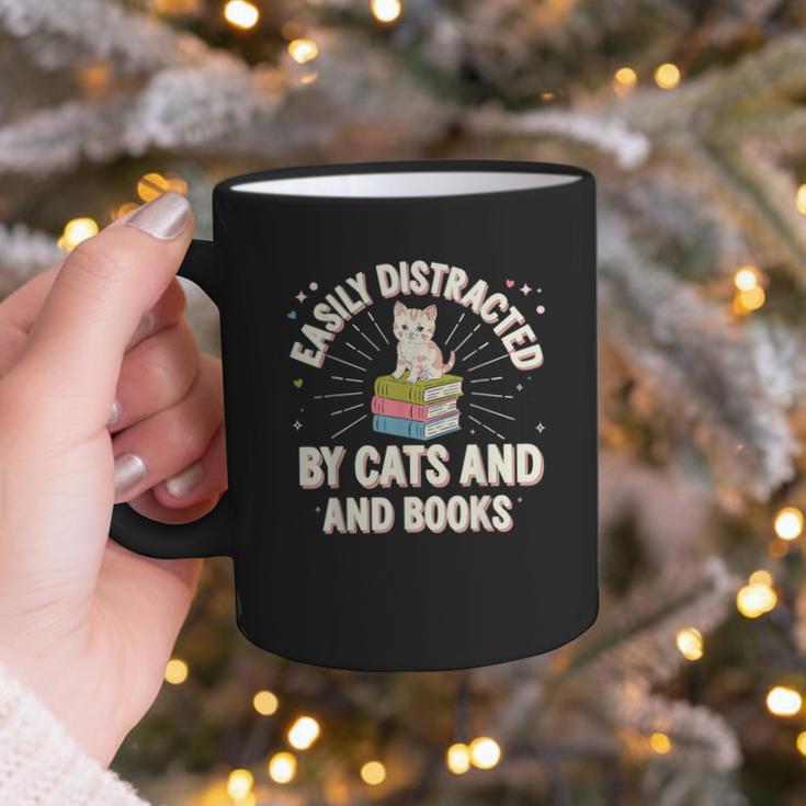 Easily Distracted By Cats & Books Tee Reader Book Worm Graphic Print Coffee Mug Easily Distracted By Cats & Books Tee Reader Book Worm Graphic Print Coffee Mug