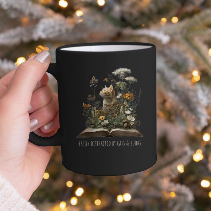 Easily Distracted By Cats And Books Graphic Print Coffee Mug