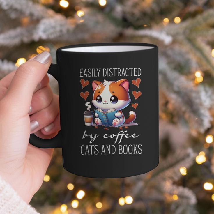 Easily Distracted By Coffee Cats And Books Graphic Print Coffee Mug