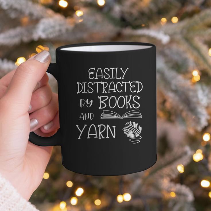 Easily Distracted By Knitting Books And Yarn Quote Reader Graphic Print Coffee Mug