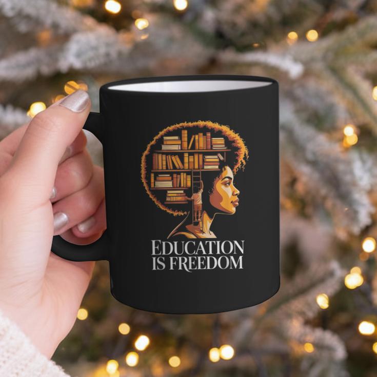 Education Is Freedom Afro Woman Book Illustration Graphic Print Coffee Mug Education Is Freedom Afro Woman Book Illustration Graphic Print Coffee Mug