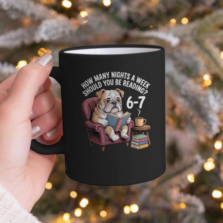 English Bulldog Dog Reading Book 67 Six Seven Meme Graphic Print Coffee Mug