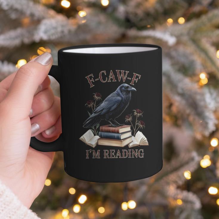 F-CAW-F Crow Book Lover Reader Gothic Humor Graphic Print Coffee Mug F-CAW-F Crow Book Lover Reader Gothic Humor Graphic Print Coffee Mug