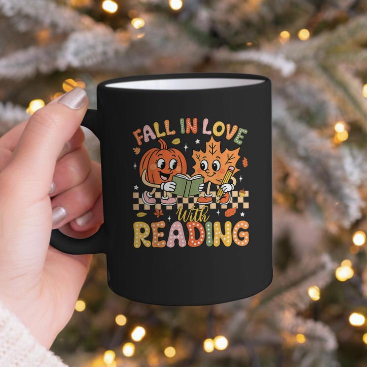 Fall In Love With Reading Autumn Pumpkin Teacher Book Lover Graphic Print Coffee Mug