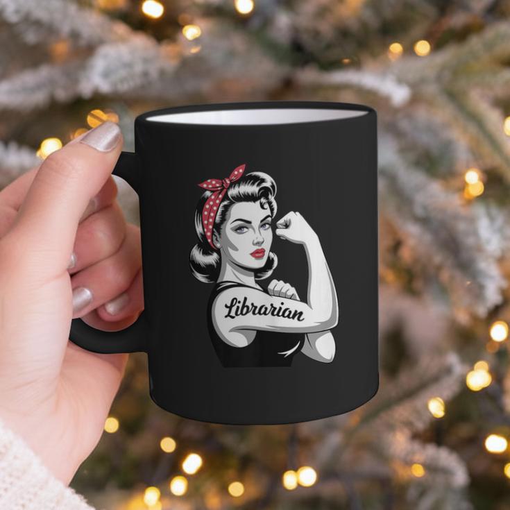 Female Librarian Rosie Riveter Book Guardian Woman Graphic Print Coffee Mug