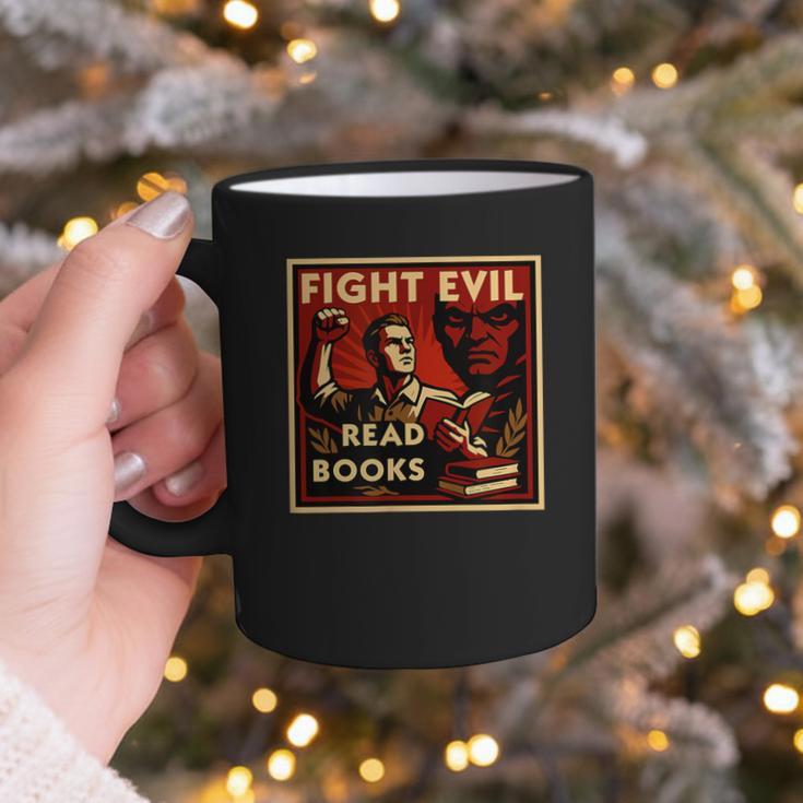 Fight Evil Read Books Propaganda Poster Graphic Print Coffee Mug Fight Evil Read Books Propaganda Poster Graphic Print Coffee Mug