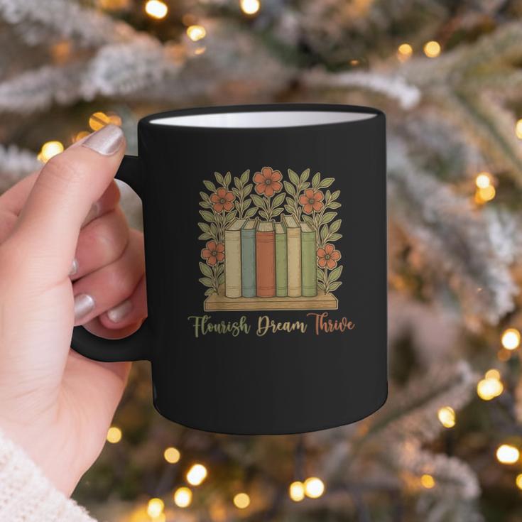 Flourish Dream Thrive Resist 84 67 Book Reading Nature Lover Graphic Print Coffee Mug