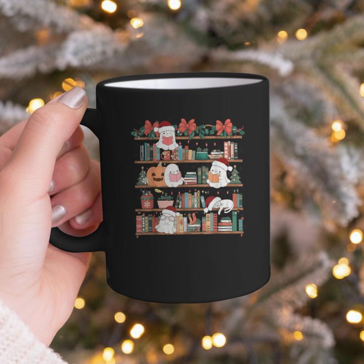 Ghost Christmas Reading Book Lover Library Christmas Teacher Graphic Print Coffee Mug