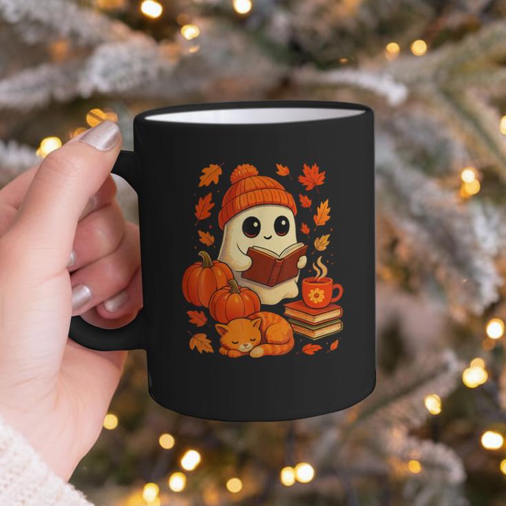 Ghost Reading Book Lovers Autumn Fall Halloween Graphic Print Coffee Mug