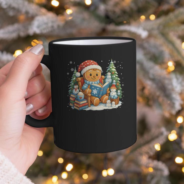 Gingerbread Reading Book Lovers Christmas Bookworm Librarian Graphic Print Coffee Mug