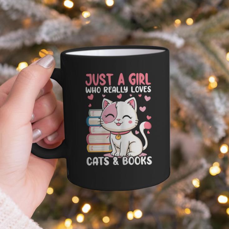 Girl Who Loves Cats And Books Cute Graphic Print Coffee Mug