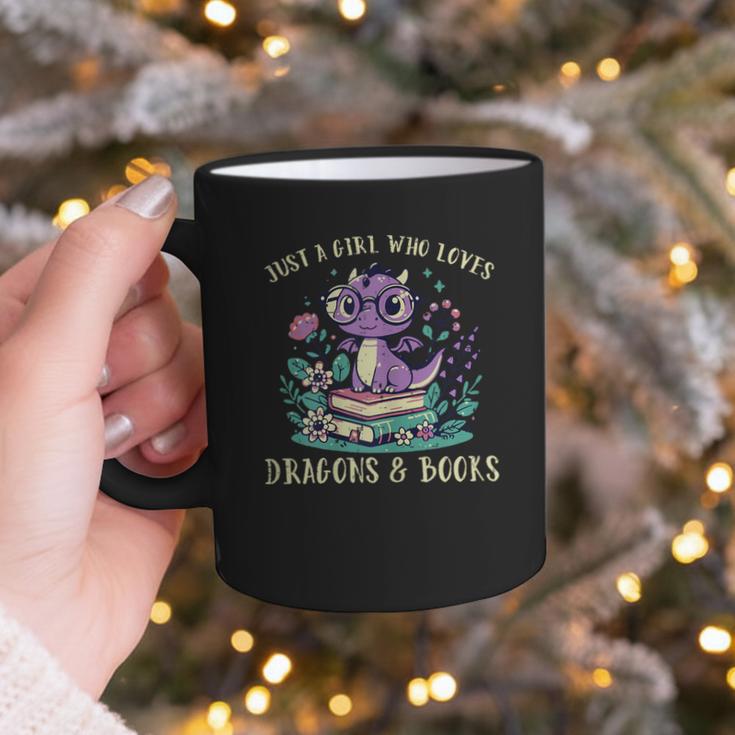 Girls Loves Dragon Books Fantasy Girls Kids Toddler Women Graphic Print Coffee Mug