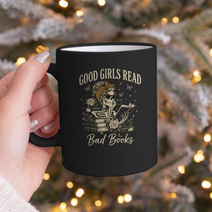 Good Girls Read Bad Books Vintage Skeleton Reader Graphic Print Coffee Mug