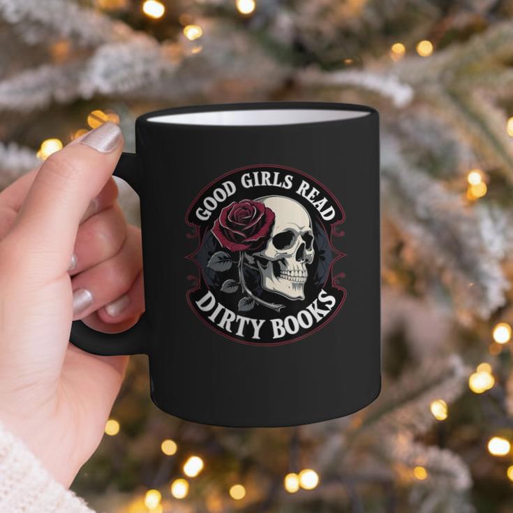 Good Girls Read Dirty Books Smut Reader Dark Romance Skull Graphic Print Coffee Mug