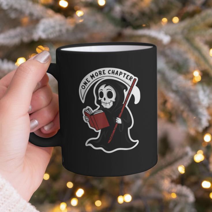 Grim Reaper Bookworm Cute Book Reading Halloween Graphic Print Coffee Mug