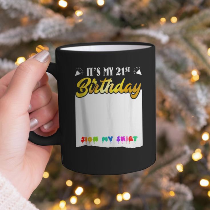 Guestbook My 21st Birthday Sign My Shirt Birthday Party Graphic Print Coffee Mug