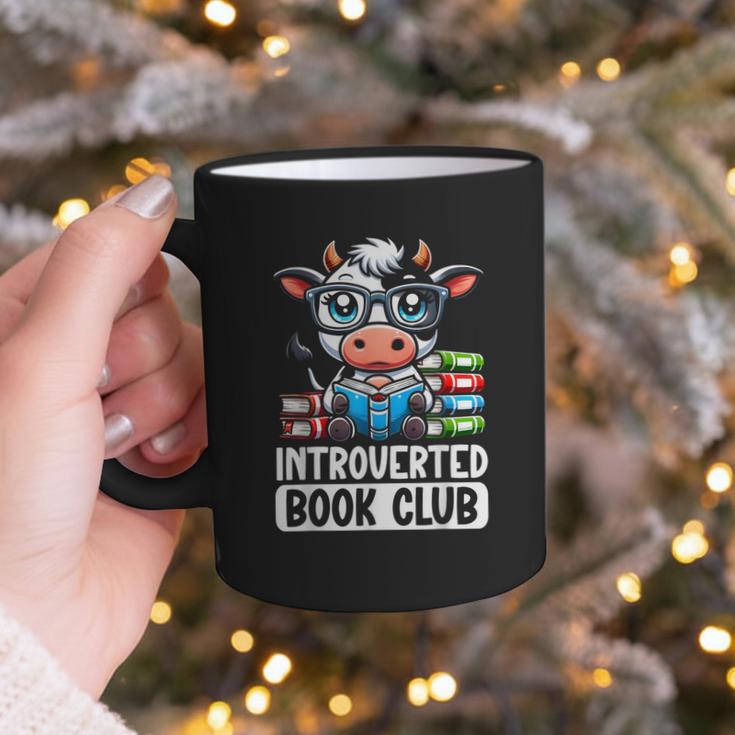 Introverted Book Club Reading Lover Cow Graphic Print Coffee Mug