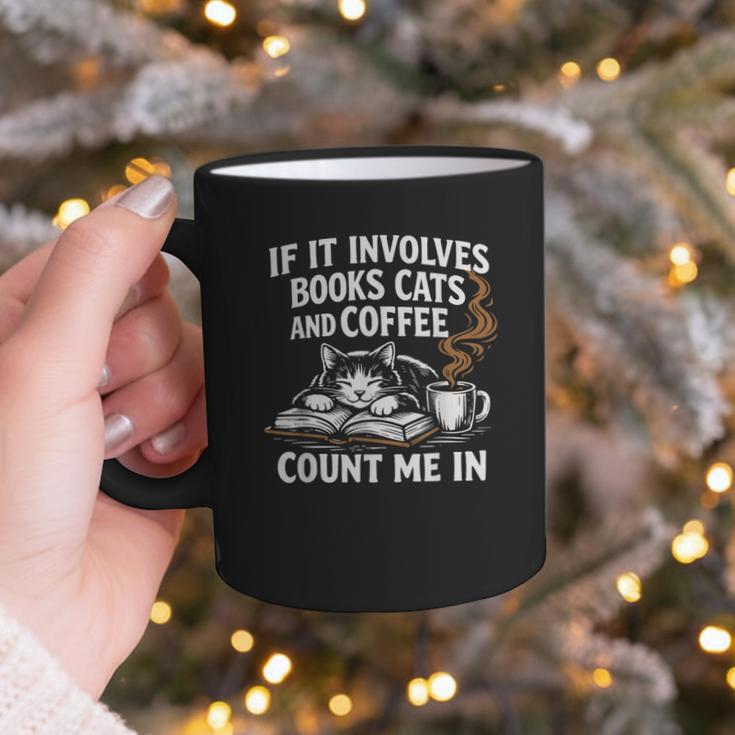 If It Involves Cats Books Coffee Introvert Pet Lover Graphic Print Coffee Mug