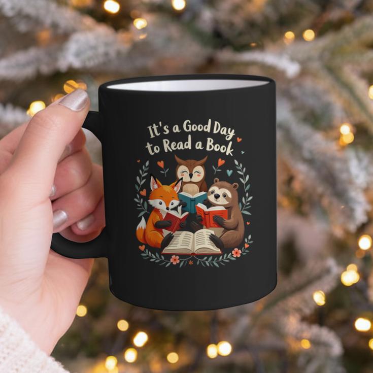 Its A Good Day To Read Book Cute Fox Sloth Owl Novel Reading Graphic Print Coffee Mug
