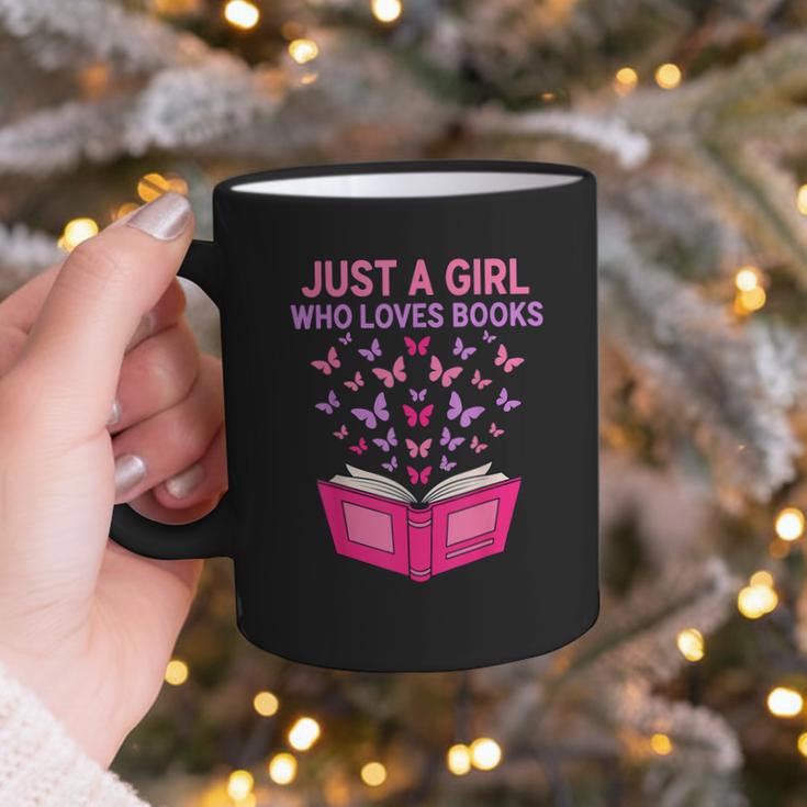 Just A Girl Who Loves Books Butterflies Reading Graphic Print Coffee Mug