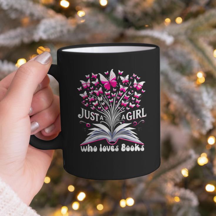 Just a Girl Who Loves Books Reading Book Butterfly Bookworm Graphic Print Coffee Mug