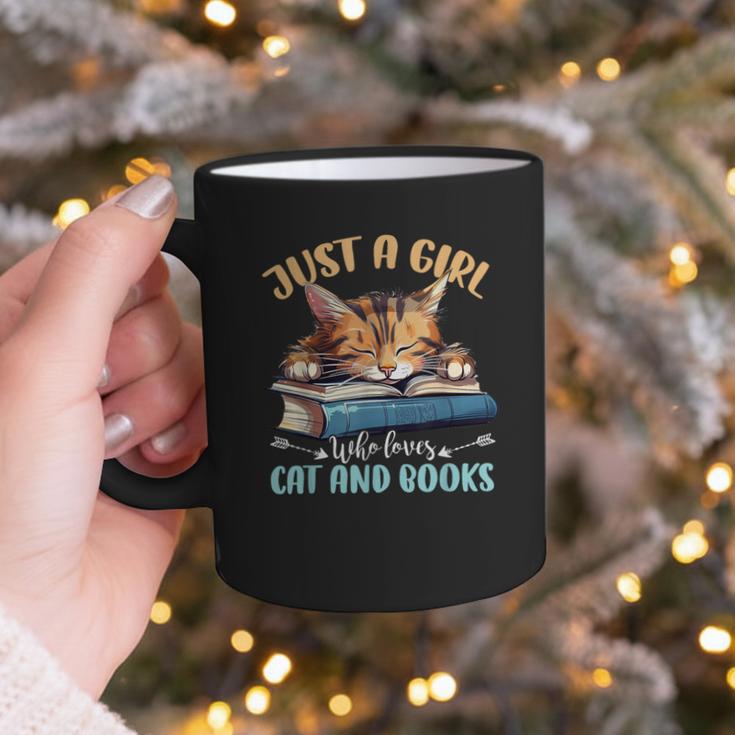 Just a Girl Who Loves Cats And Books Kitties Pet Art Lover Graphic Print Coffee Mug
