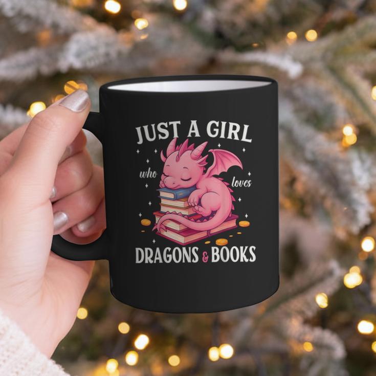 Just A Girl Who Loves Dragons And Books Dragon Reading Lover Graphic Print Coffee Mug