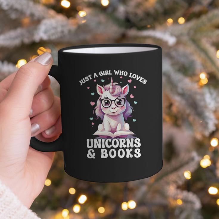 Just a Girl Who Loves Unicorns & Books Bookish Unicorn Love Graphic Print Coffee Mug