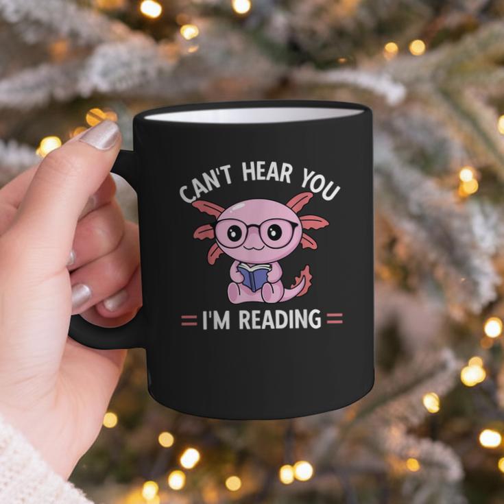 Kawaii Axolotl Can't Hear You I'm Reading Book Lover Graphic Print Coffee Mug
