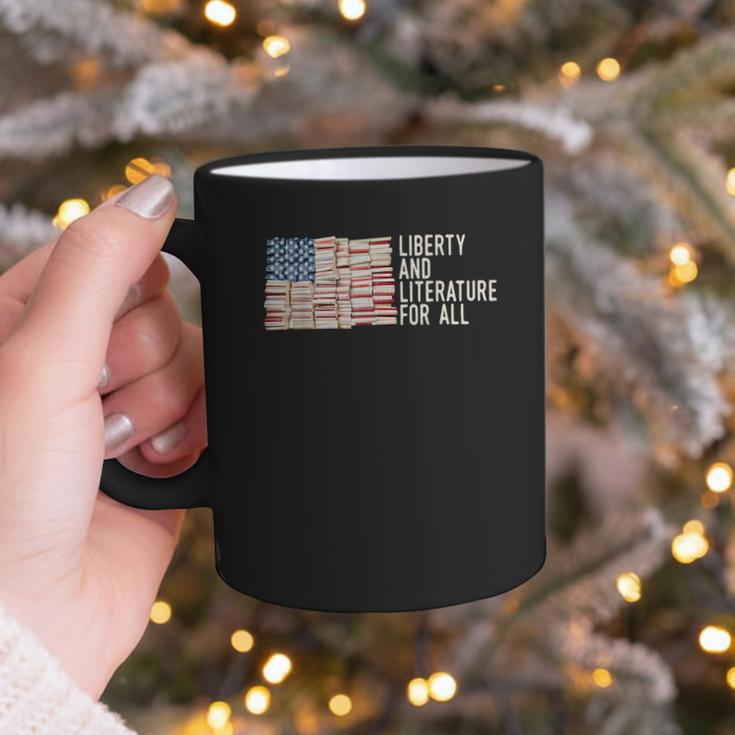 Liberty And Literature For All Reading USA Book Lover Graphic Print Coffee Mug