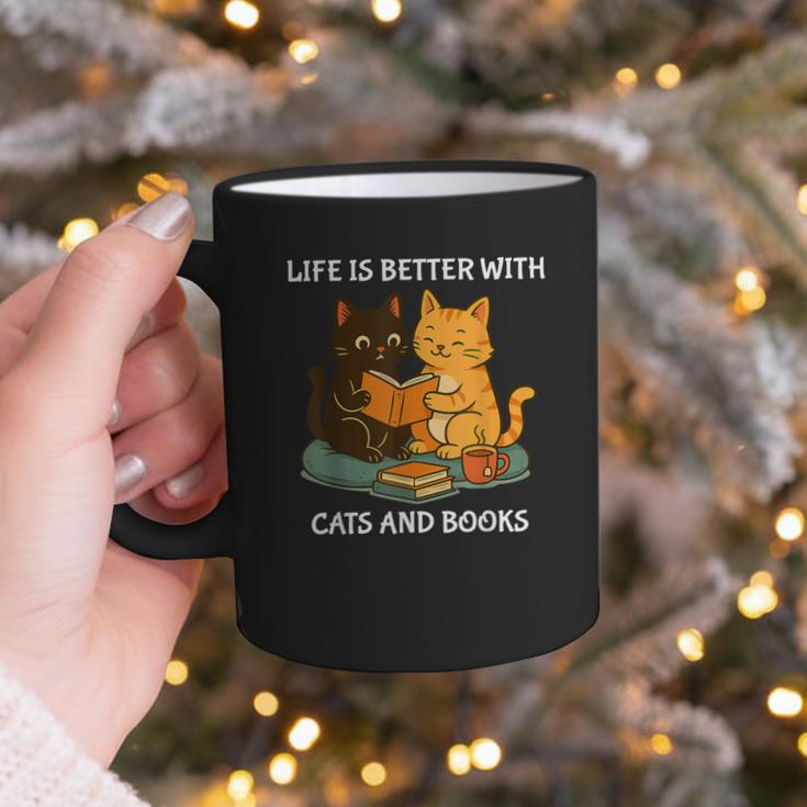 Life Is Better With Cats And Books Cute Cat Lover Graphic Print Coffee Mug Life Is Better With Cats And Books Cute Cat Lover Graphic Print Coffee Mug