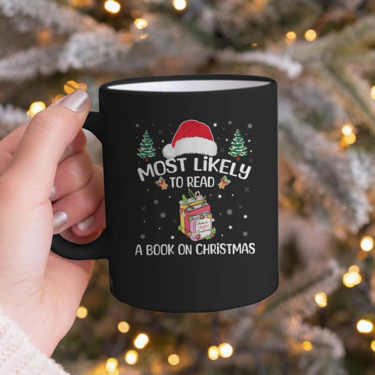 Most Likely To Read A Book On Christmas Love Reading Books Graphic Print Coffee Mug